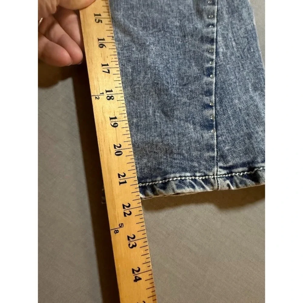 True Religion Joey Jeans‎ Girls 7 Blue Bedazzled Denim Bootcut Pocketed 22X22.